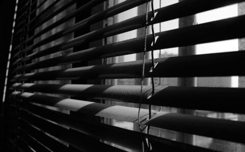 black and white, black, window shades